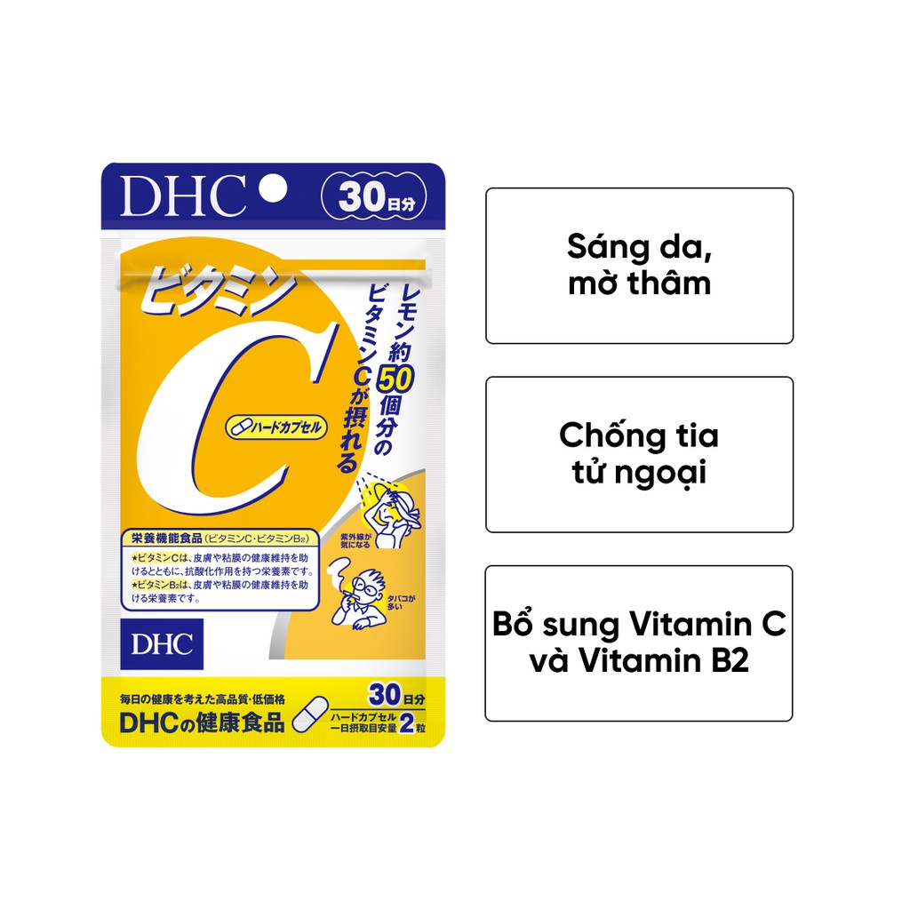 Viên Uống DHC Bổ Sung Vitamin C Nhật Bản - Gói 60 Viên Cho 30 Ngày/Gói 180 Viên Cho 90 Ngày