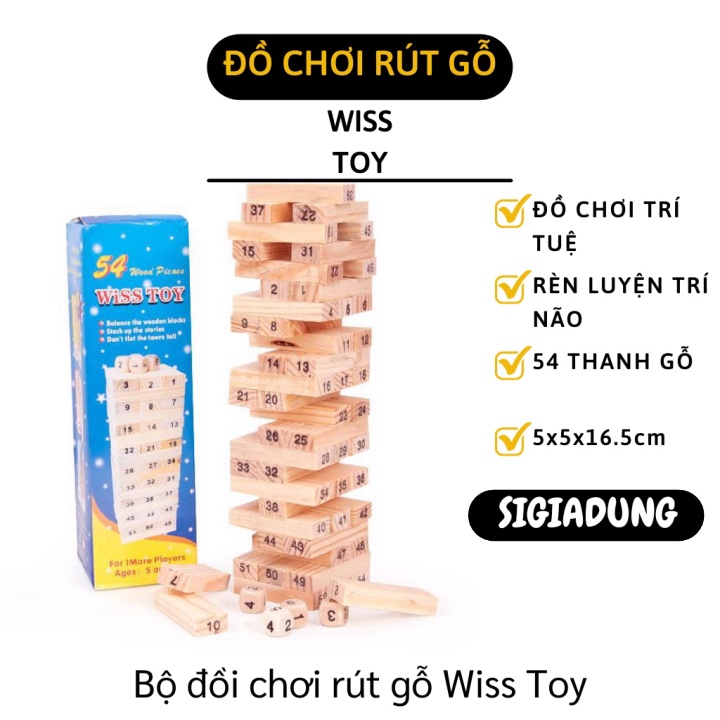 [SGD] Đồ chơi rút gỗ Wiss Toy - Bộ đồ chơi rút gỗ 54 miếng và 4 xúc xắc - đồ chơi phát triển trí tuệ 2658