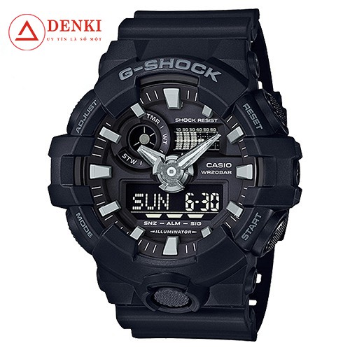 Đồng hồ Nam G-Shock Casio dây nhựa kim-điện tử GA-700-1BDR - Chính hãng C