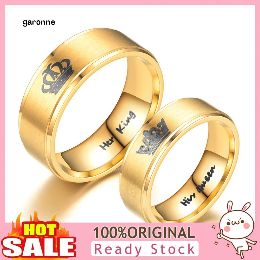 Nhẫn đôi bằng thép Titan khắc chữ King / Queen thời trang