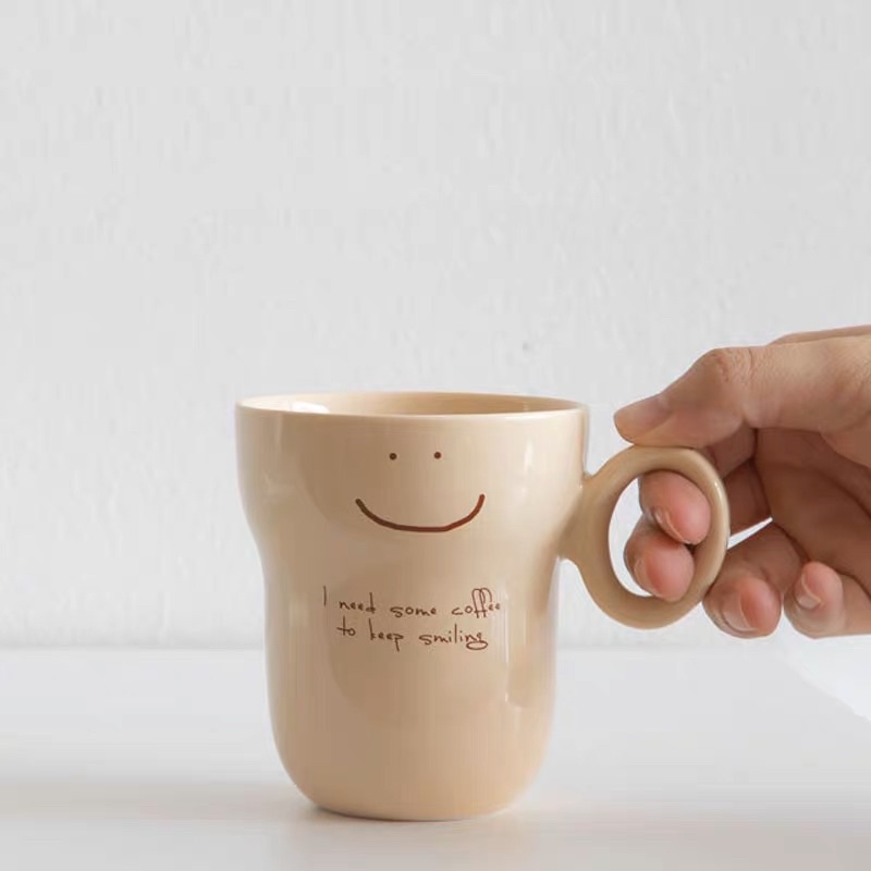 Cốc uống nước, cốc sứ smile dễ thương phong cách Hàn Quốc -Meii.decor