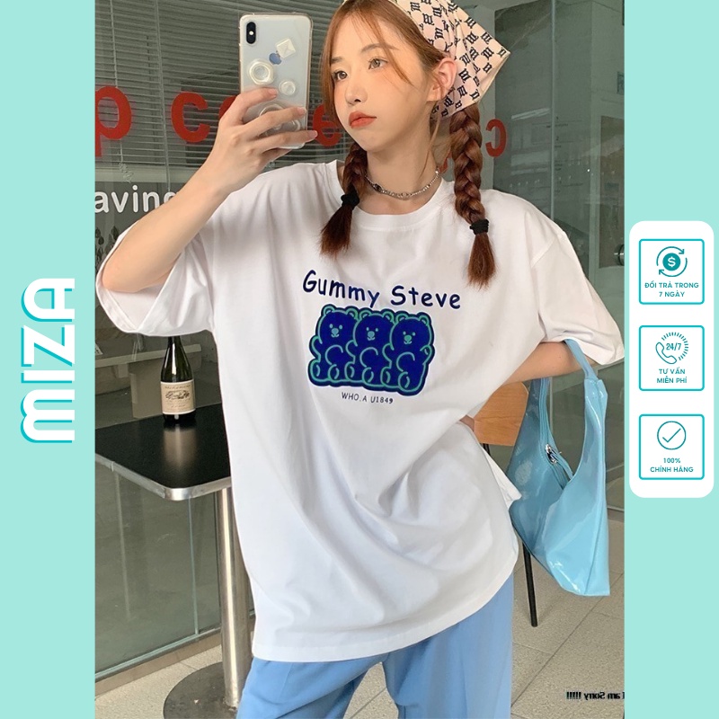 Áo phông nữ nam form rộng giấu quần unisex basic teen cổ tròn cotton oversize giá rẻ in style ulzzang GUMMY STEVE