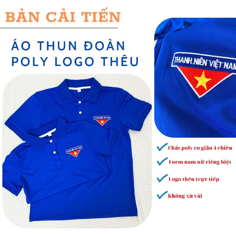 Áo thun đoàn poly co giãn 4 chiều, không xù, logo thêu đẹp.