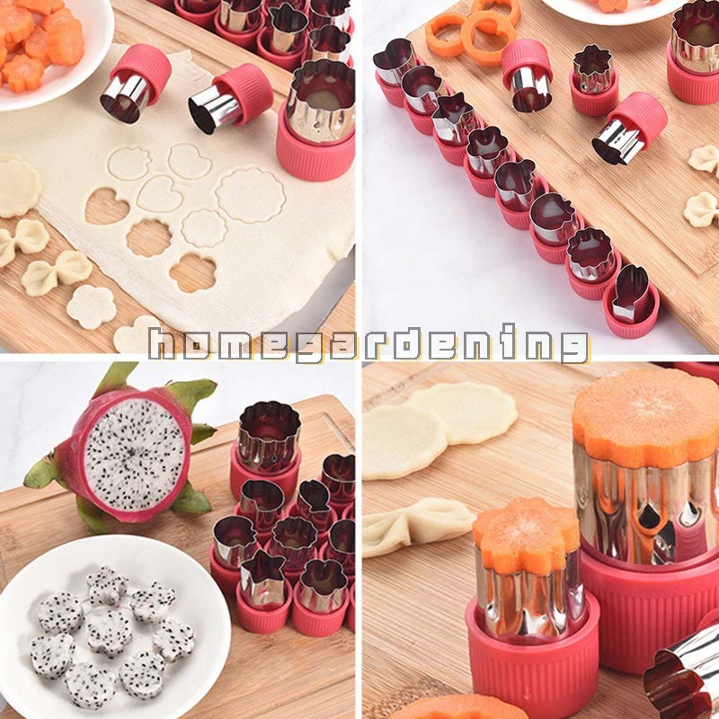 Set 12 Khuôn Cắt Bánh Quy Tạo Hình Bông Hoa Hoạt Hình Bằng Thép Không Gỉ Tiện Dụng