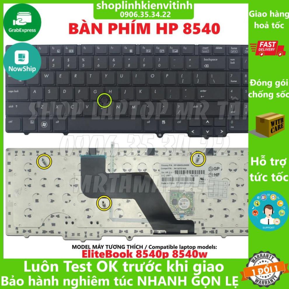 (KEYBOARD) BÀN PHÍM LAPTOP HP 8540 (CÓ CHUỘT) dùng cho EliteBook 8540p 8540w