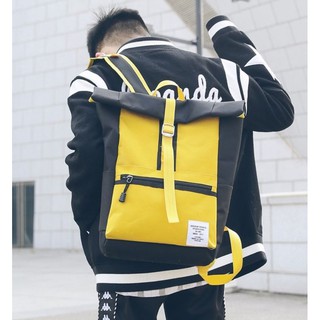 (Ảnh thật, video) Balo ulzzang cuốn 2 màu phối đen basic style