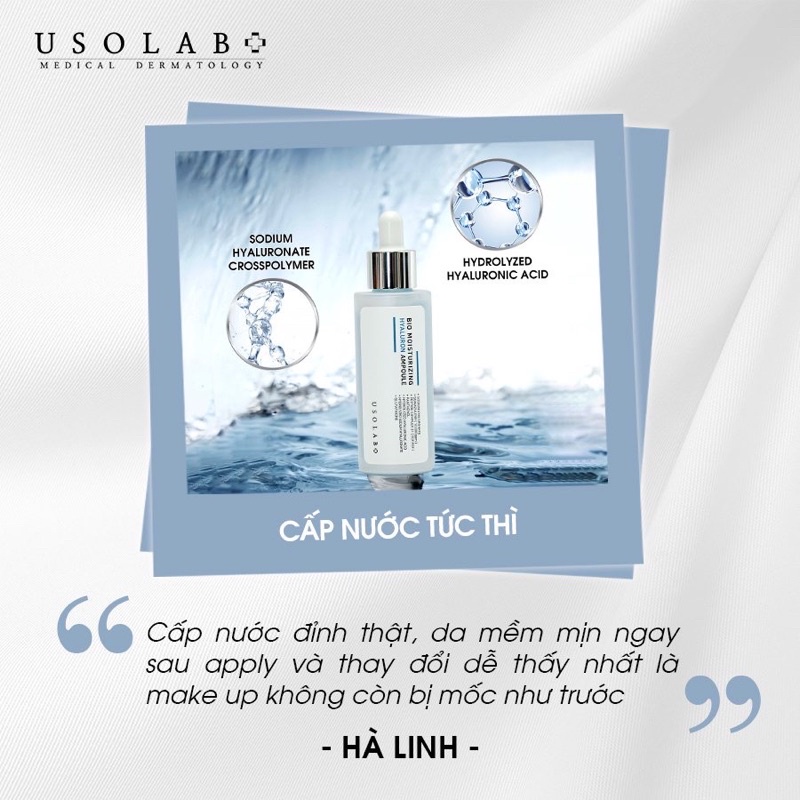 Tinh chất - Serum cấp nước căng bóng HA USOLAB BIO MOISTURIZING HYALURON AMPOULE 50ml (Mẫu Mới)