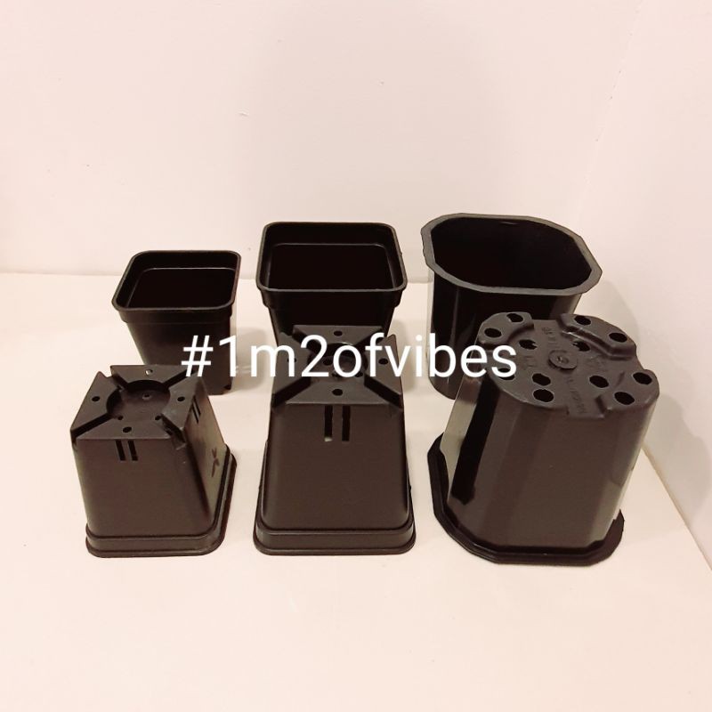 Set chậu nhựa đen vuông