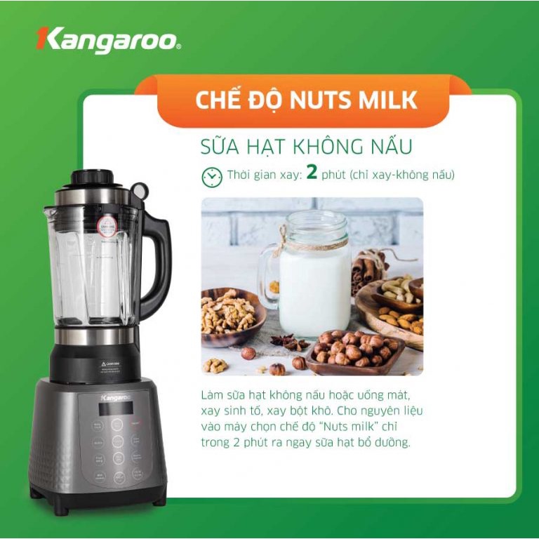 [Mã ELHA22 giảm 6% đơn 300K] Máy làm sữa hạt - xay nấu đa năng Kangaroo KG12BH 12 chế độ