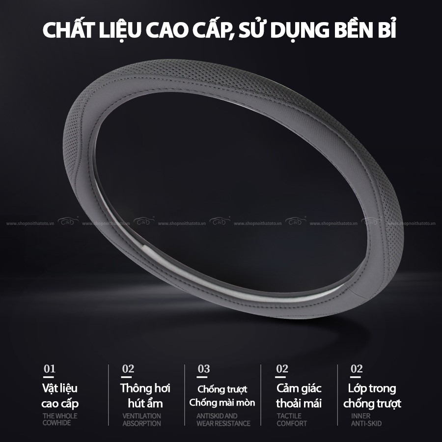 [Mã BMBAU50 giảm 10% đơn 99k] Bọc Vô Lăng CIND 5003 Size M Màu Xám Nhập Khẩu Chính Hãng