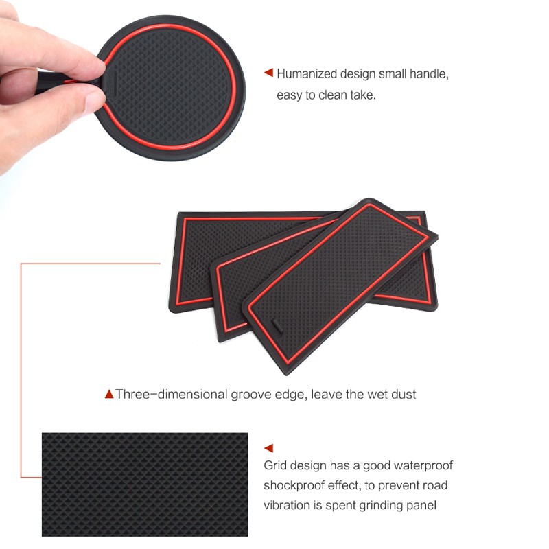 for Chevrolet Colorado GMC Canyon 15-21 Anti-Slip Gate Slot Cup Mat Non-Slip Pad Accessories Internal Slot Mat Sticker