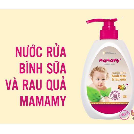 Nước rửa bình sữa và rau quả Mamamy 600ml An toàn cho cả trẻ sơ sinh