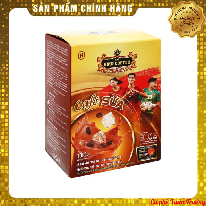 Cafe sữa hòa tan KING COFFEE Bao bì bóng đá - Hộp 10 gói x 24 g (240g) | BigBuy360 - bigbuy360.vn