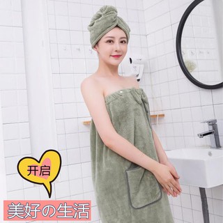 Có thể quấn khăn tắm, có thể quấn khăn tắm người lớn, mũ tắm nữ, áo choàng tắm học sinh, cotton tinh khiết mềm mại, thấm