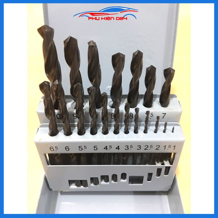 Bộ 19 Mũi Khoan Chuyên Khoan Sắt Thép Inox Màu Đen Cao Cấp