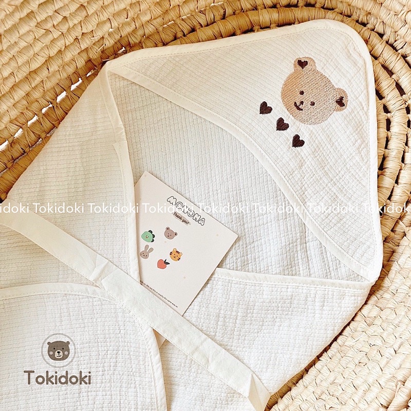 Chăn choàng kiêm ủ hoạ tiết thêu 100% organic cotton Tokidoki giữ nhiệt cho bé