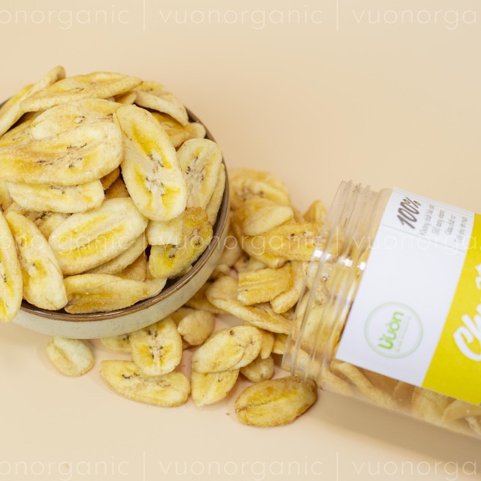 CHUỐI SẤY GIÒN NGUYÊN MIẾNG THƠM NGỌT ĂN VẶT/ ĂN KIÊNG/ GIẢM CÂN LÀNH MẠNH VƯỜN ORGANIC 300GR