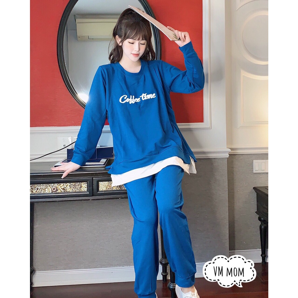 bộ bầu nỉ thu đông phong cách thể thao 2 in 1 tiện lợi cho mẹ bầu tkutrang