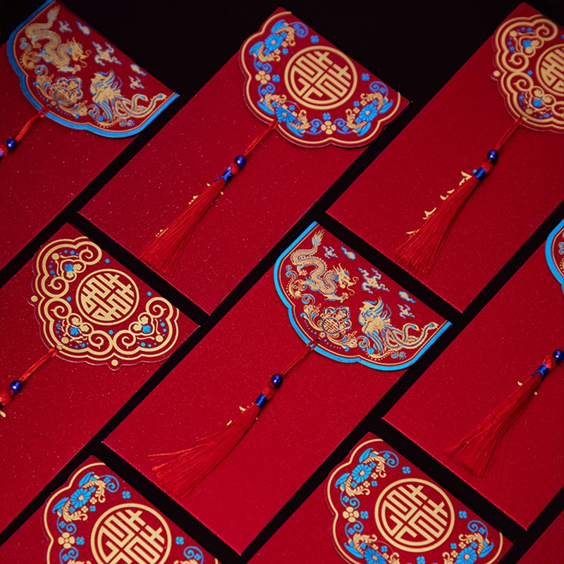 Bao Lì Xì Năm Mới Màu Đỏ Đính Tua Rua Sáng Tạo