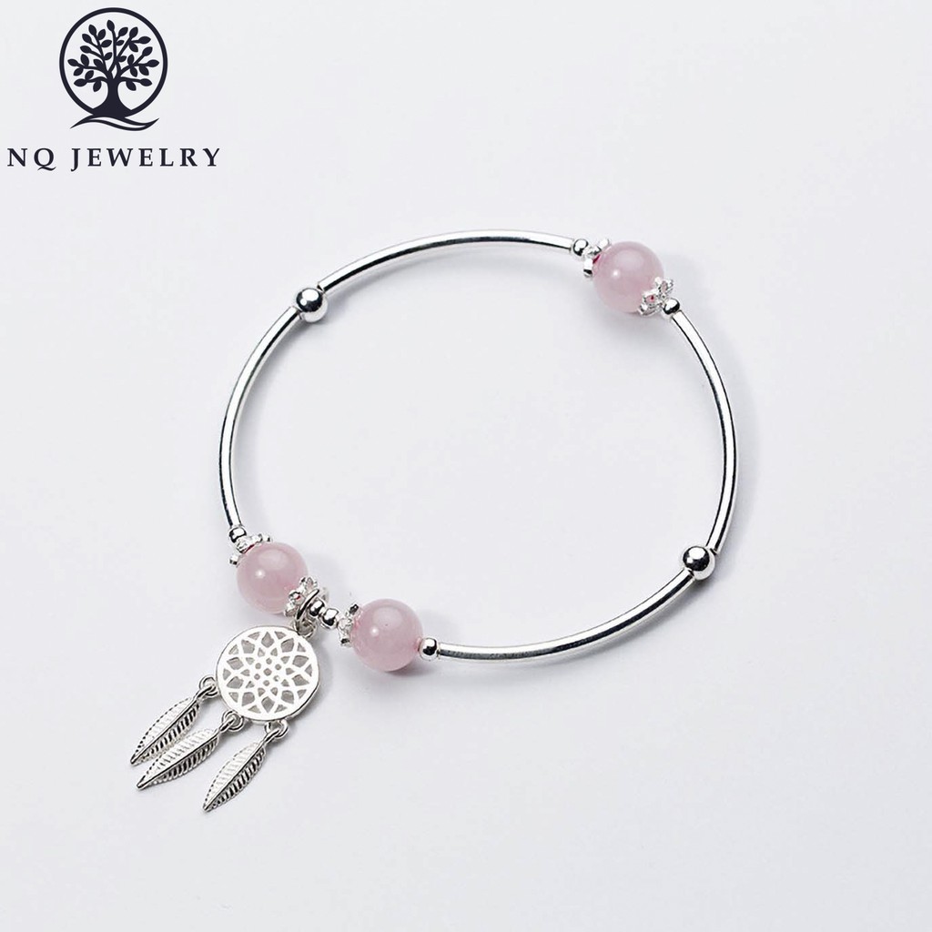 Lắc bạc phối hạt T.A hồng - NQ Jewelry