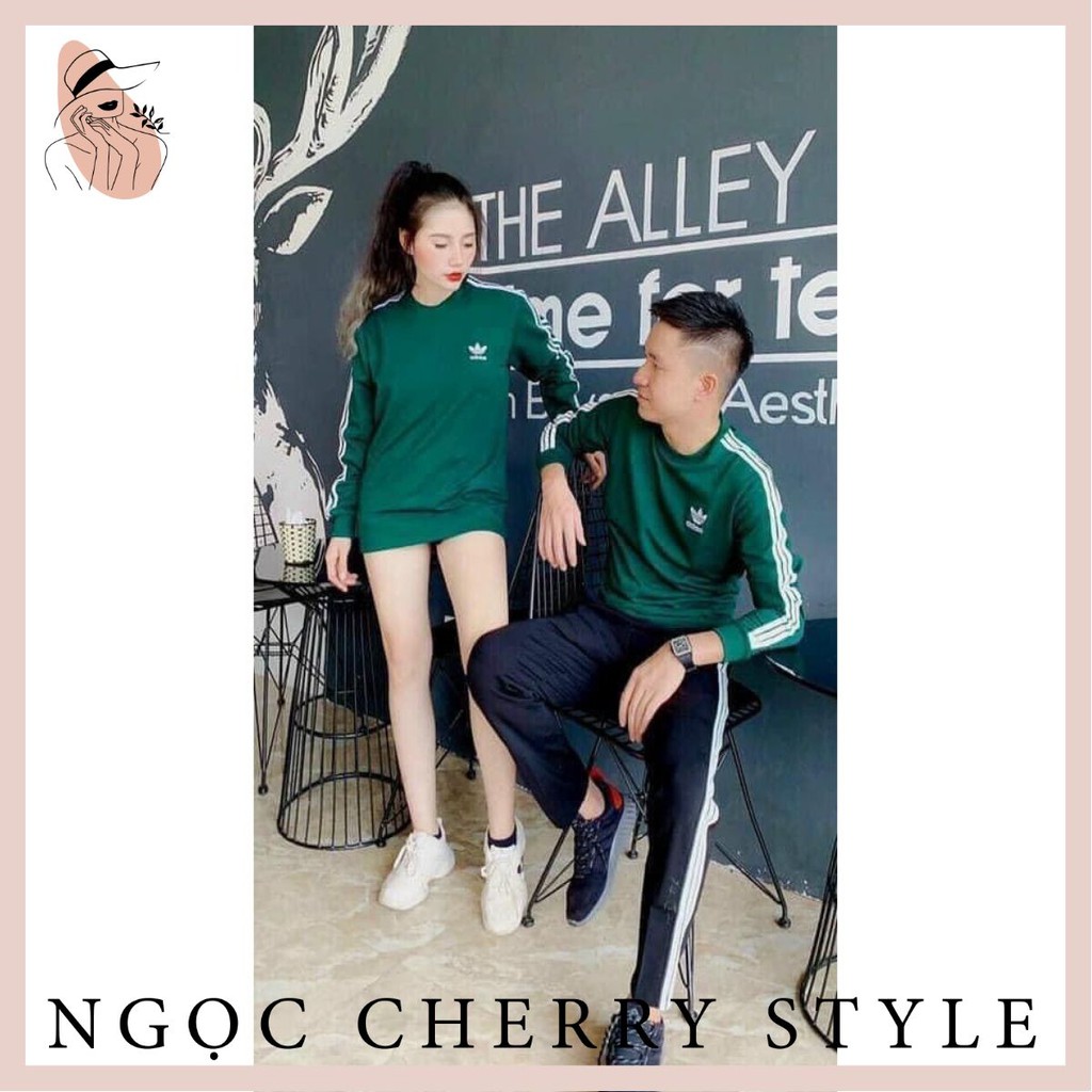 Áo nỉ nữ Das dài tay sọc viền trắng
