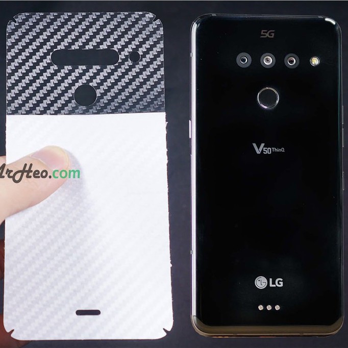 [Mã ELFLASH3 hoàn 10K xu đơn 20K] SKin Dán Mặt Sau Lưng Vân 3D LG V50 - V50s - G8x - Carbon, hình hộp, nhám, Vân da