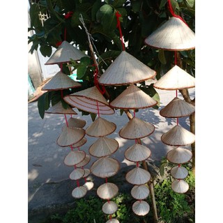 Nón lá xỏ dây trang trí, dây 7 nón lá mini