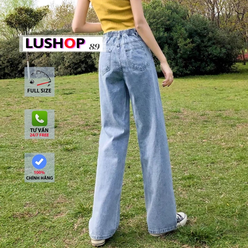 Quần jean bò ống rộng màu Xanh nhạt Rách Gối quần jean bò ống suông jeans nữ cạp cao hot 2021 QT33 | BigBuy360 - bigbuy360.vn