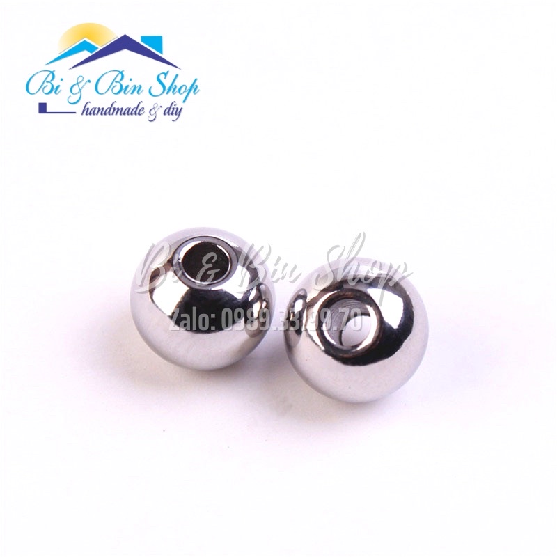 20 Viên Charm Tròn Trơn Bằng Inox Làm Trang Sức Thủ Công, Phụ Kiện Handmade