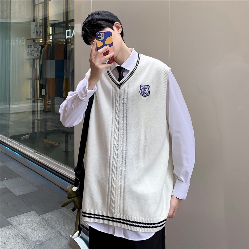 Áo len gile nam nữ unisex form rộng nam sinh trung học, áo gile len unisex form rộng thời trang hàn quốc 4498