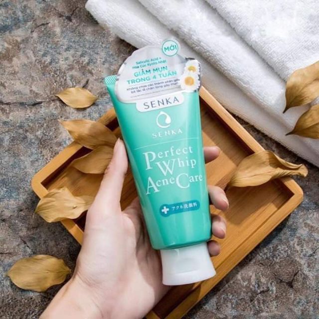 Senka Perfect Whip Acne Care Xanh Lá - Sữa rửa mặt dành cho da mụn 100g