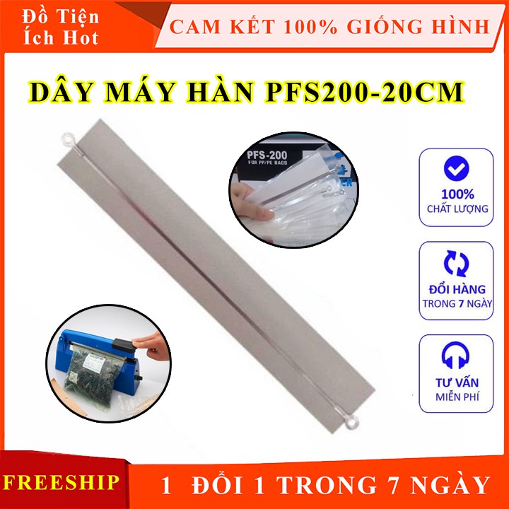 Dây máy hàn miệng túi nilon dập tay Impulse Sealer 20cm PFS-200, dây máy hàn nilon hàn miệng túi