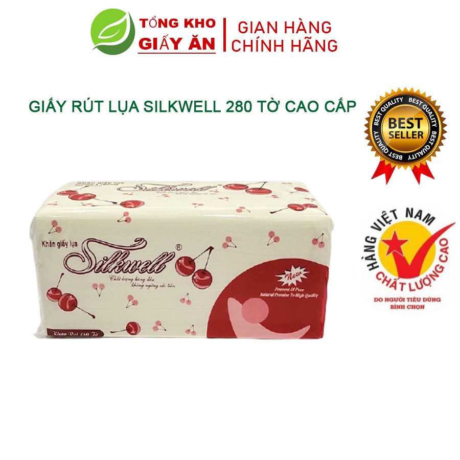 Khăn giấy ăn rút lụa Silkwell 280 tờ , Khăn giấy ăn cao cấp (Hàng chính hãng)