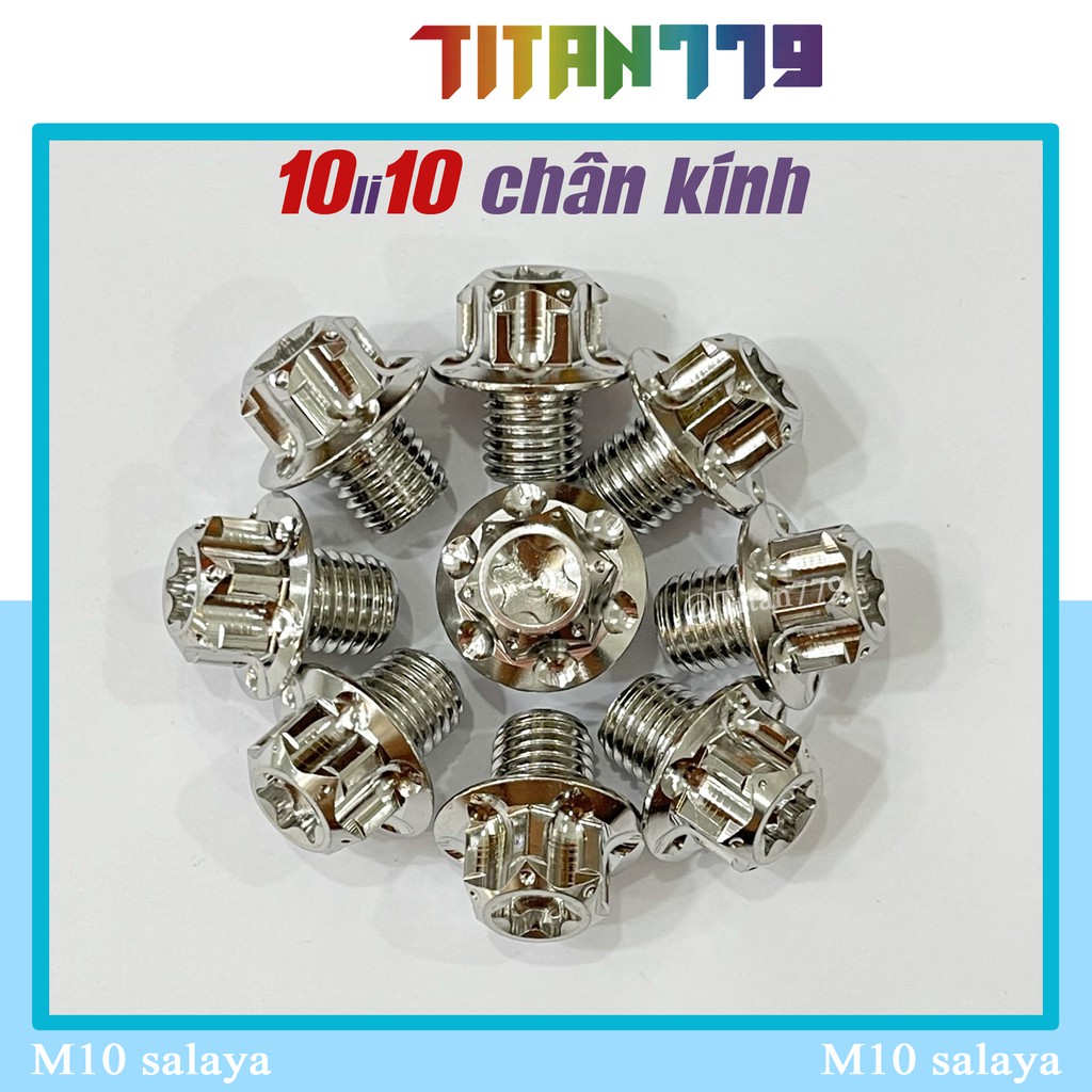 (205) Ốc 10li10 Salaya Inox 304 bắt chân kính, có thuận nghịch cho Exiter Sirius