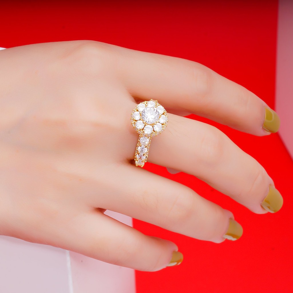 Nhẫn nữ UHA mạ vàng 18K đính đá CZ N524