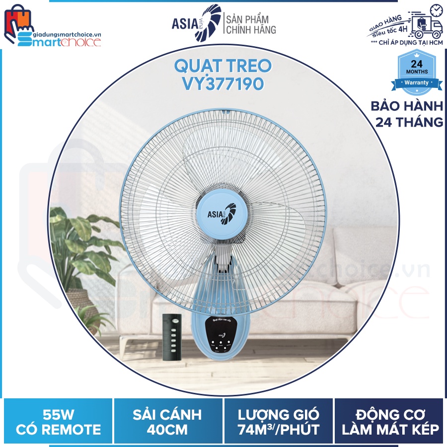 QUẠT TREO REMOTE ASIA - QUẠT TREO ASIAVINA VY377090, VY377190, VY377290, VY377790 , GIAO HỎA TỐC