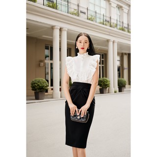 Sơ mi cotton lụa gile cổ bèo -HBSM903
