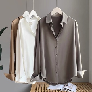 Áo sơ mi lụa trơn dáng váy cao cấp