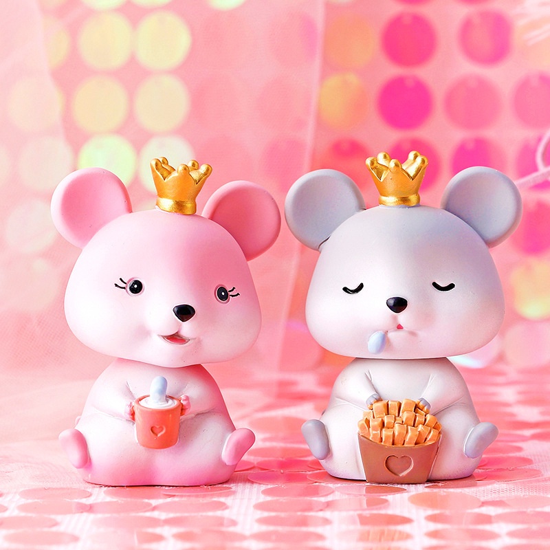 tượng trang trí bánh [FREESHIP] cặp chuột vương miện