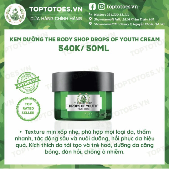 SALE HẠ NHIỆT  Bộ sản phẩm The Body Shop Drops of Youth foam rửa mặt, essence, lotion, serum, kem dưỡng CHỈ HÔM NAY