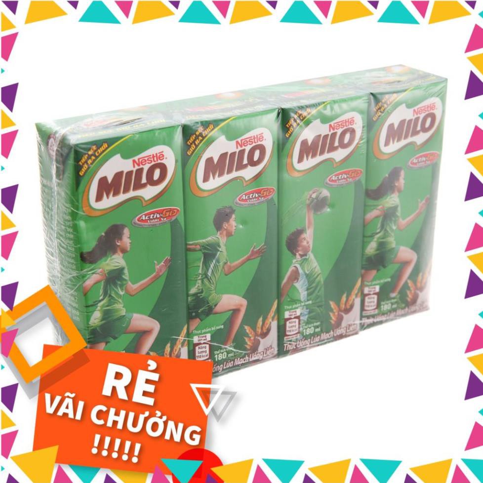 💖DATE MỚI💖 Lốc 4 hộp thức uống lúa mạch có đường Milo Active Go 180ml