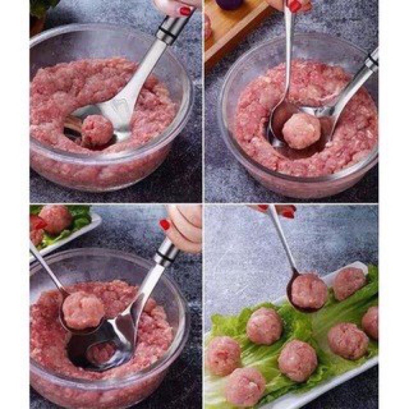 Dụng cụ muỗng thìa làm thịt - Thìa Nặn Thịt Viên, Làm Mộc, Nĩa Nặn Mộc Có Móc - #thialammoc