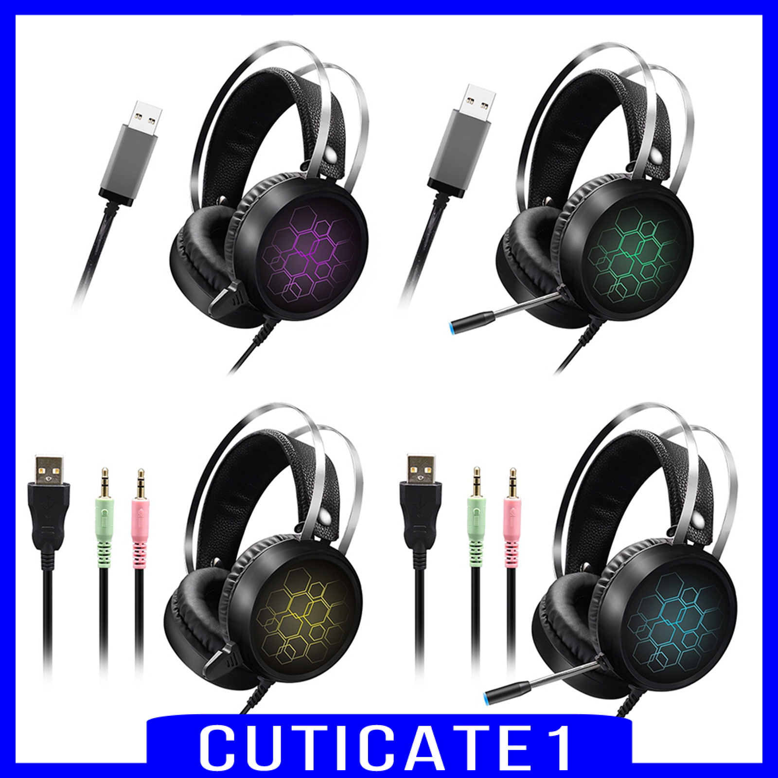 Tai Nghe Trùm Đầu Chơi Game Cuticate 1 Có Mic Và Đèn Led Cho Ps4 Pc 3.5mm