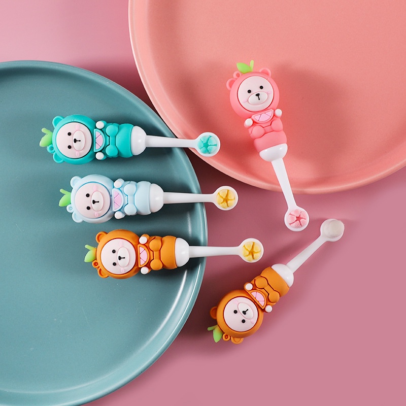 Bàn Chải Đánh Răng mini Lông Mềm Hình Gấu Dễ Thương Cho Bé 0-8 Tuổi