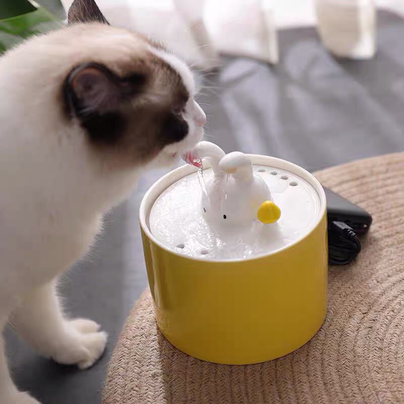 [Được yêu thích]Máy lọc nước cho chó mèo gốm sứ mẫu hình tai thỏ cao cấp