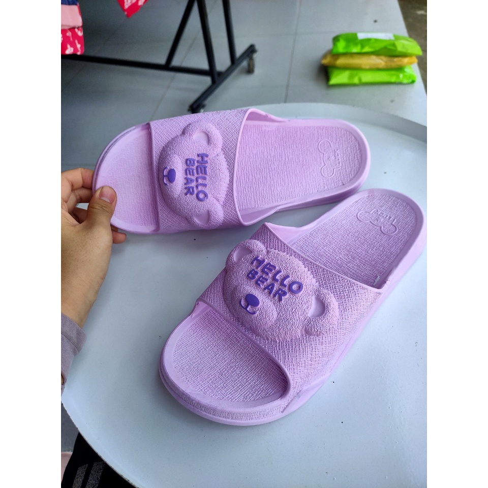 Dép gấu nữ in nổi, Dép đi trong nhà, văn phòng, nhà tắm cực xinh, chống trơn