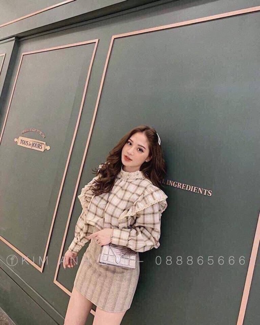 ÁO KẺ BÈO PHA REN