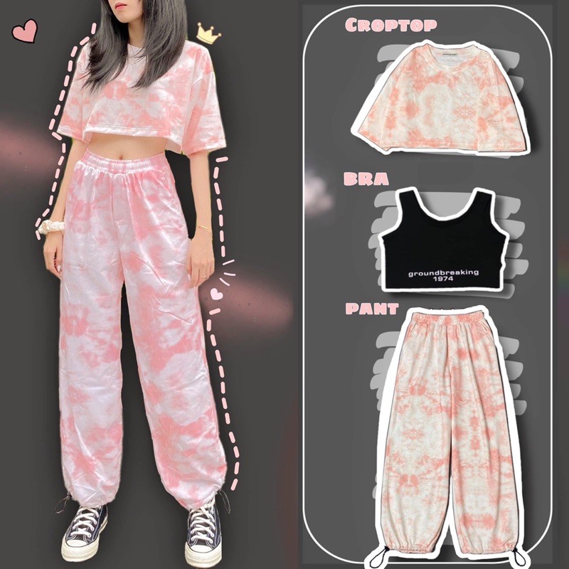Set Thể Thao Jogger TIE CropTop TIE Ảnh Thật