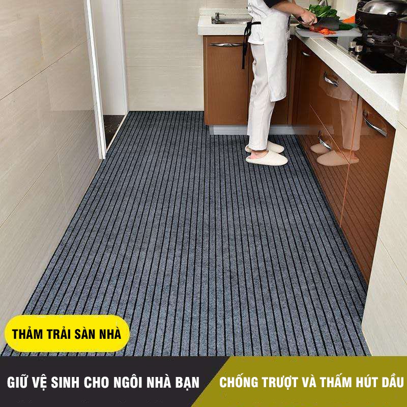 Bộ 2 Thảm Trải Sàn Nhà Bếp Chất Liệu Lông Nhung Sang Trọng Cao Cấp