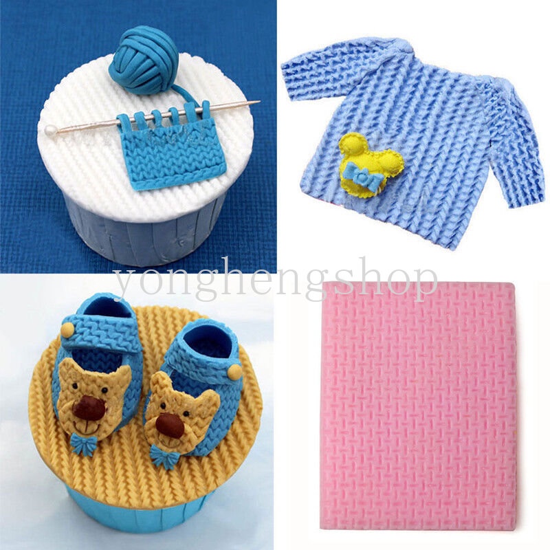 Khuôn Silicone Tạo Họa Tiết Đan Len 3D Trang Trí Bánh DIY